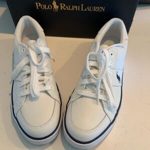 Ralph Lauren, men’s, white and navy, size 9.5, “Harold” sneaker